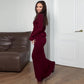 Women's Ruffle Button Top & Bodycon Maxi Skirt Set