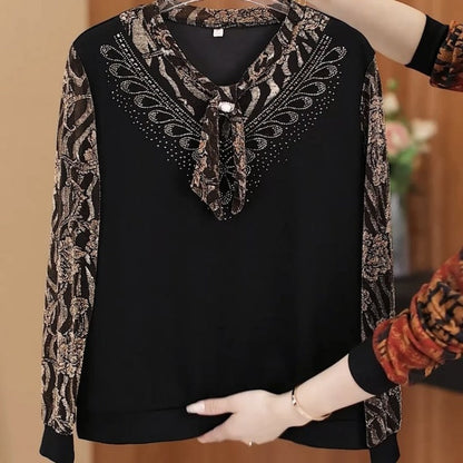 Elegant Thickened Warm Leopard Print Top