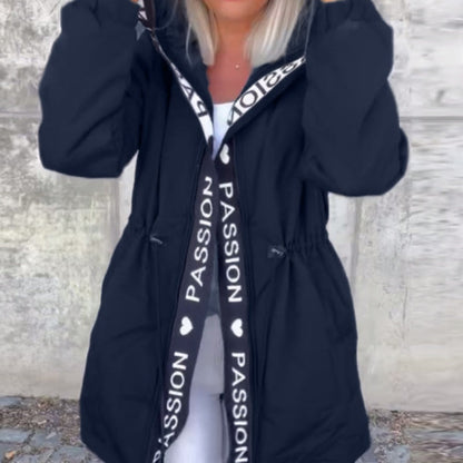 Women's Trendy Hooded Coat with Drawstring Waist