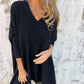 Women's Long Sleeve Knitted V-Neck Loose Long Top