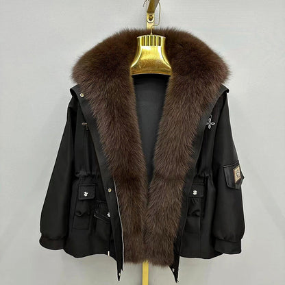 Women’s Luxury Faux Fur-Lined Parka Jacket