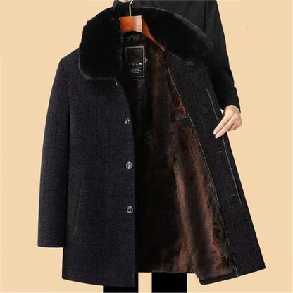 Men’s Thickened Knit Removable Collar Coat