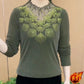 Women's Lace Rhinestone Thermal Top