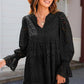 Women's V-Neck Lace-Up Hollow-Out Dress with Flared Sleeves
