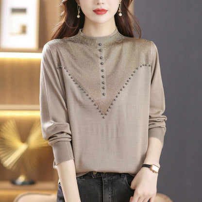 Women’s Elegant Mock Neck Pullover Tops