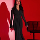 Elegant V-Neck Pleated Bodycon Maxi Dress