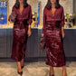 Women's Elegant Top & Sequin Skirt 2-Piece Set