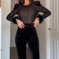 Women’s Belted Flare Jumpsuit with Long Sleeves