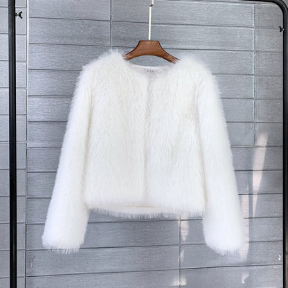 Long sleeve warm cropped coat for women