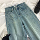 Rhinestone High Waisted Straight Leg Jeans