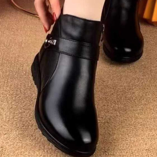 Elegant Flat Warm Round Toe Ankle Boots