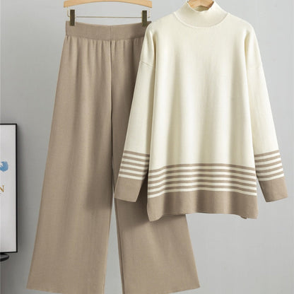 🌟Soft Striped Sweater & Wide Leg Pants Set💕