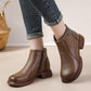 Women's Chunky-Heel Round Toe Zipper Ankle Boots