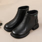 Women's Chunky-Heel Round Toe Zipper Ankle Boots