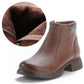Women's Chunky-Heel Round Toe Zipper Ankle Boots