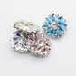 5pcs 28mm Flower Brass Rhinestone Shank Buttons