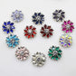 5pcs 28mm Flower Brass Rhinestone Shank Buttons
