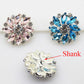5pcs 28mm Flower Brass Rhinestone Shank Buttons