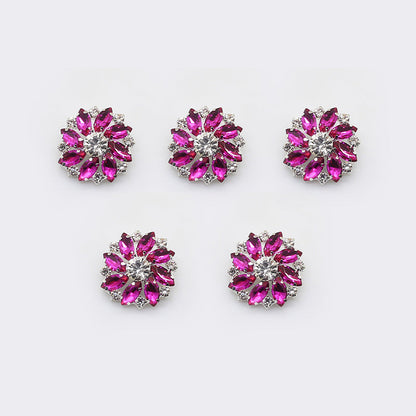 5pcs 28mm Flower Brass Rhinestone Shank Buttons