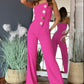 Sleeveless Button Embellished Wide Leg Jumpsuit