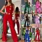 Sleeveless Button Embellished Wide Leg Jumpsuit