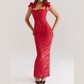 Elegant Bow Split Lace Dress