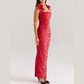 Elegant Bow Split Lace Dress