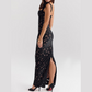Elegant Bow Split Lace Dress