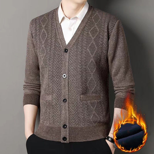 Men's Warm Button Closure V-Neck Cardigan
