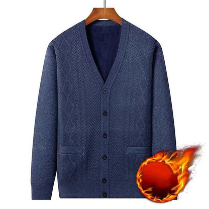 Men's Warm Button Closure V-Neck Cardigan