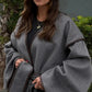 Women's Chic Gray Wrap Coat with Belt