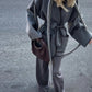 Women's Chic Gray Wrap Coat with Belt