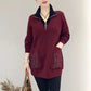 Women's Warm Half Zipper Neck Top with Large Pockets
