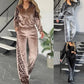 🔥2025 NEW SALES - 49% OFF🔥Women's Fashion Leopard Print Zipper Top＆Drawstring Pants (2-Piece Set)
