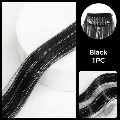 Invisible Clip-in Hair Extensions with Hair Tinsel