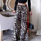 Women's Leopard Print Patchwork Wide Leg Pants