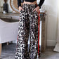 Women's Leopard Print Patchwork Wide Leg Pants