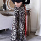 Women's Leopard Print Patchwork Wide Leg Pants