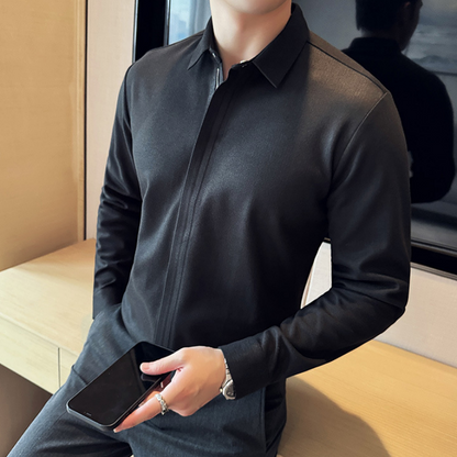 Men's Casual Solid Color Lapel Top