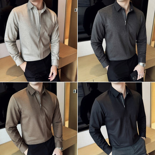 Men's Casual Solid Color Lapel Top