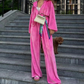 Women's Corduroy Zippered 2-Piece Sports Set