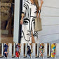 Women's Colorful Abstract Print Maxi Dress with Side Slits