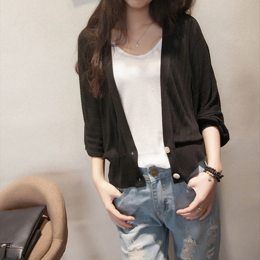 Women's Solid Knit Button-Down Open Front Sweater