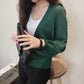 Women's Solid Knit Button-Down Open Front Sweater