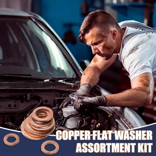 100/200 PCS Copper Flat Washer Assortment Kit