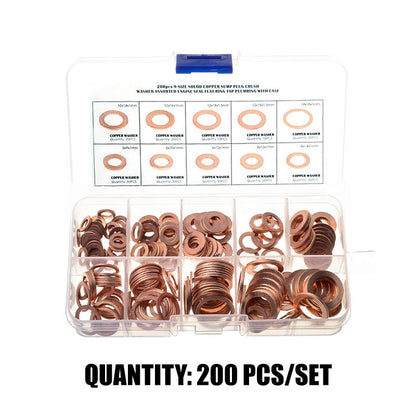 100/200 PCS Copper Flat Washer Assortment Kit