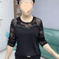 Women’s Mesh Long-Sleeve Round Neck Print Tops