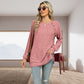 Round Neck Solid Color Split Hem Knit Top