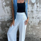 Elastic Waist Button Loose Wide Leg Pants