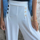 Elastic Waist Button Loose Wide Leg Pants
